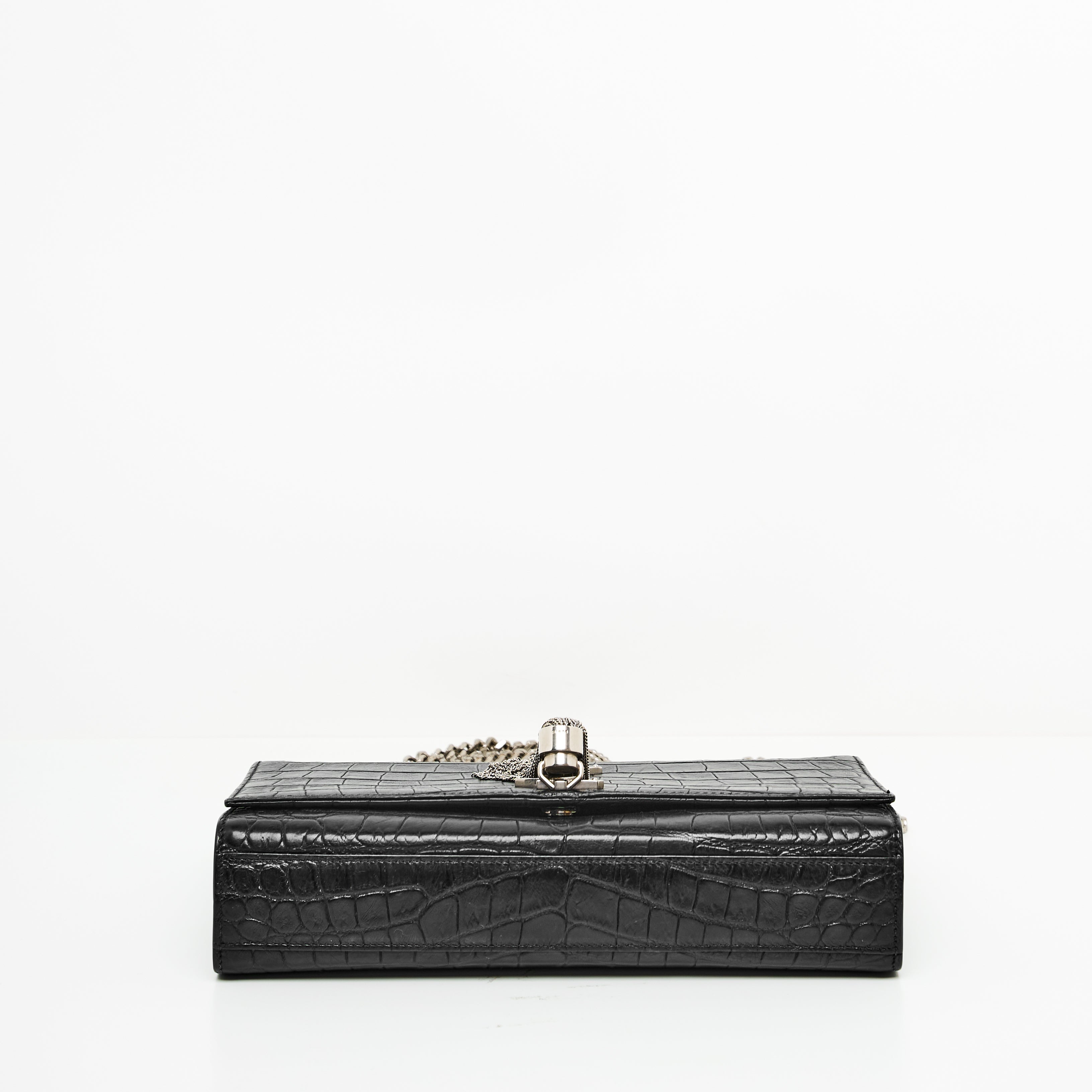 YSL KATE TASSEL IN CROCODILE-EMBOSSED LEATHER