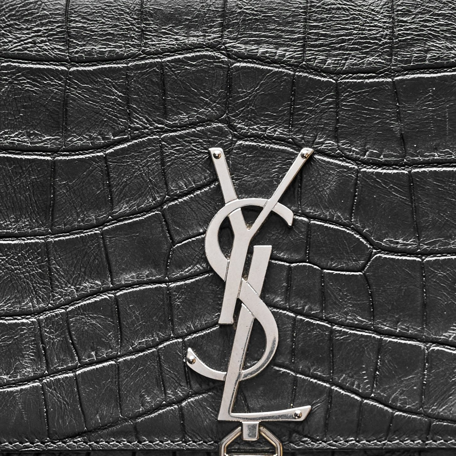 YSL KATE TASSEL IN CROCODILE-EMBOSSED LEATHER