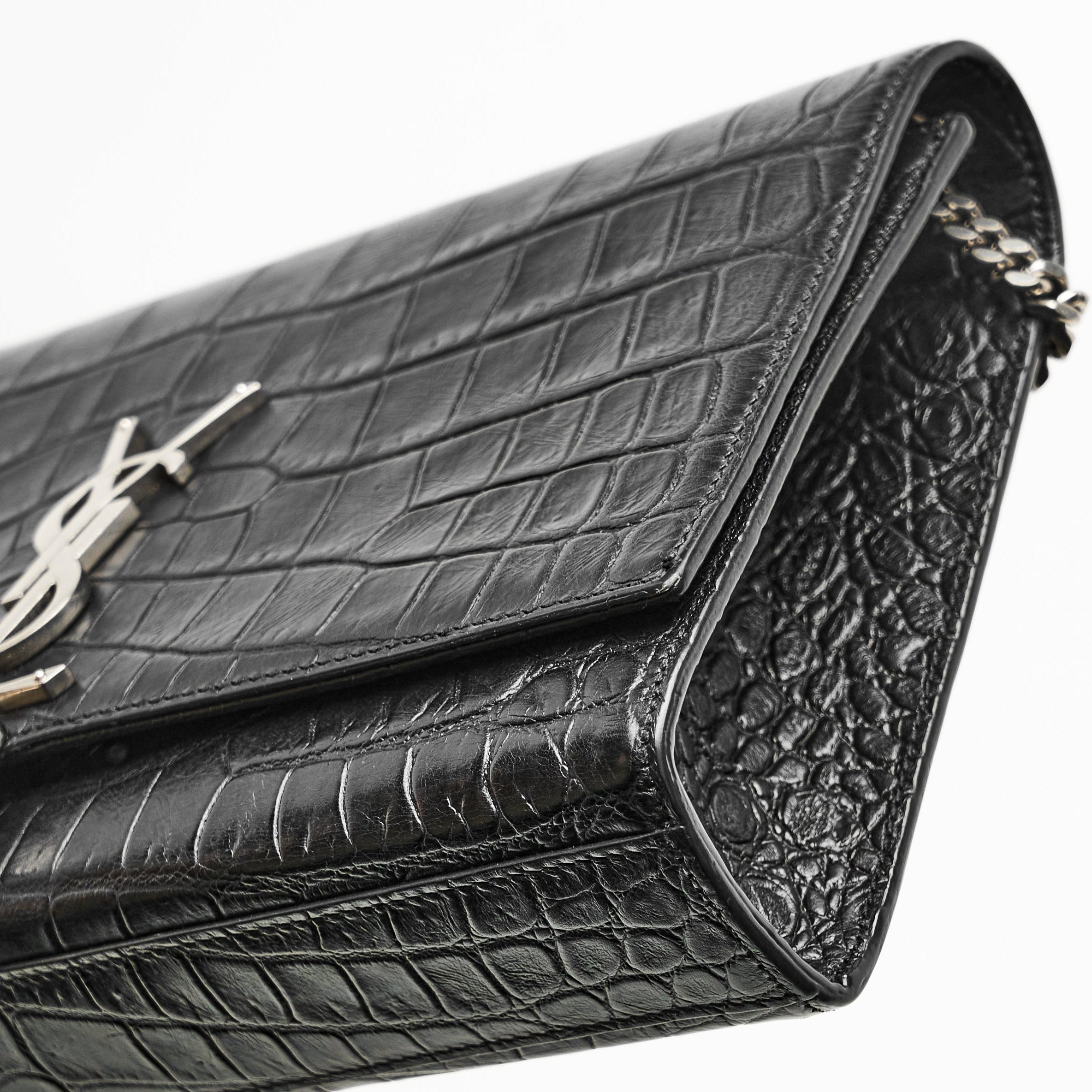 YSL KATE TASSEL IN CROCODILE-EMBOSSED LEATHER