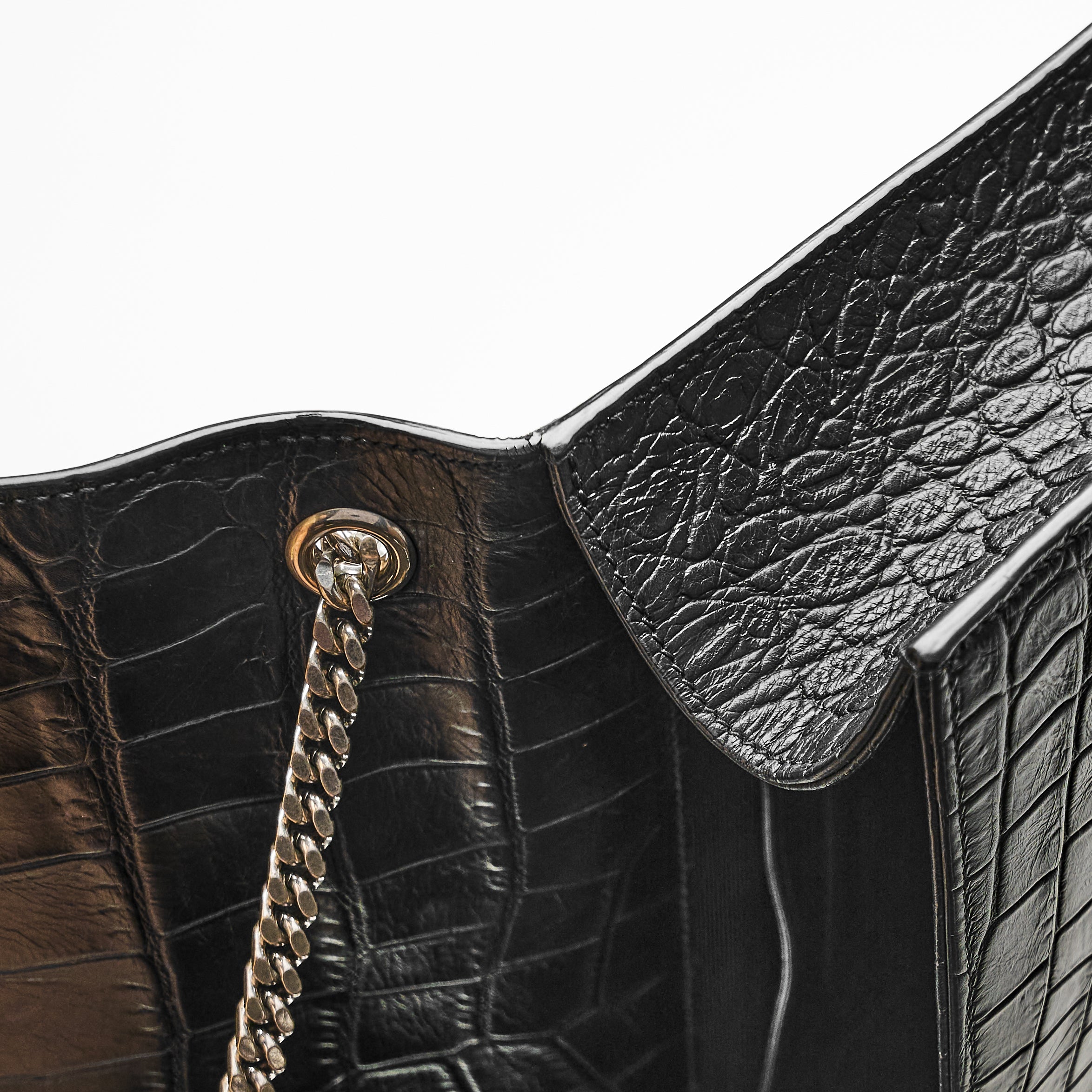 YSL KATE TASSEL IN CROCODILE-EMBOSSED LEATHER