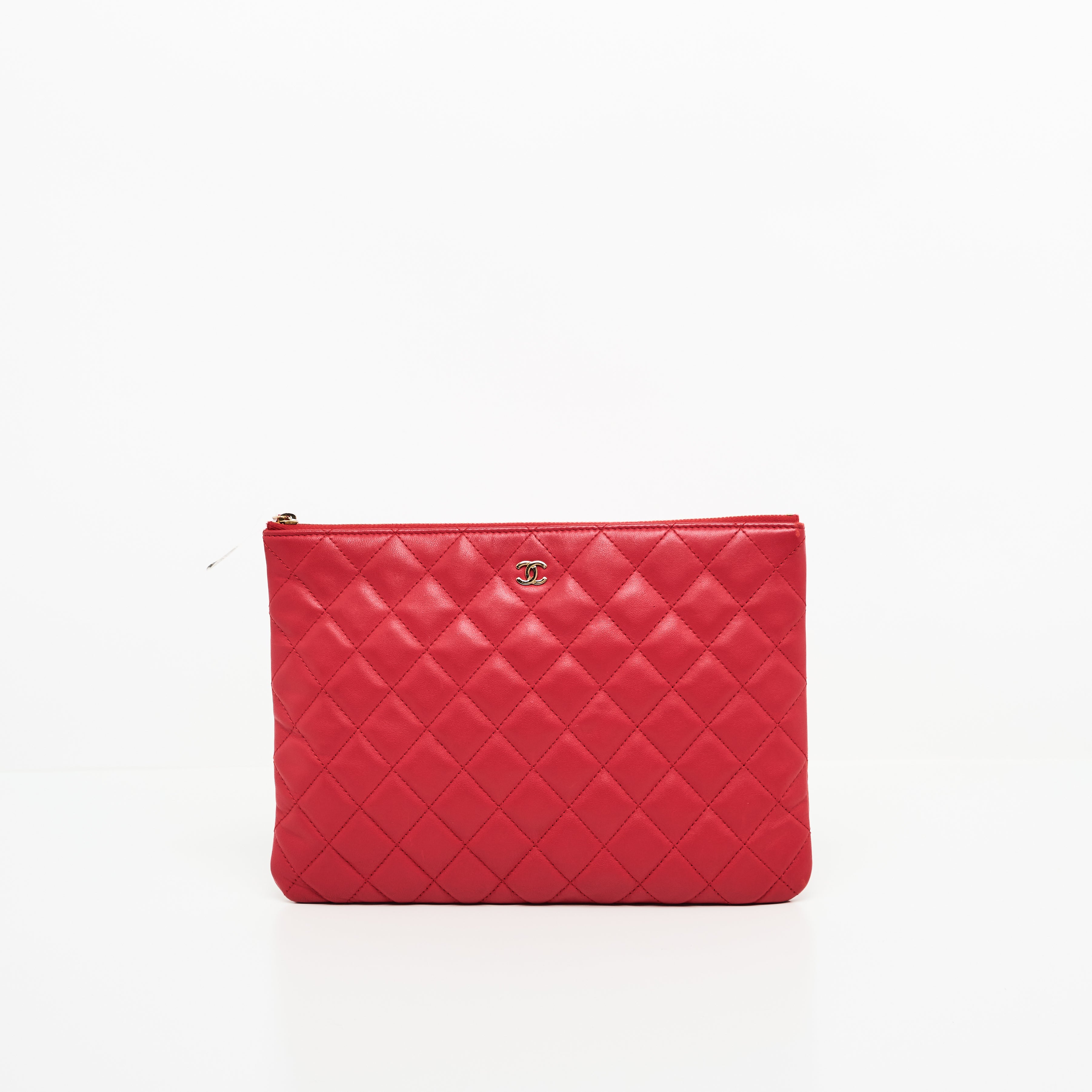 Chanel Quilted O-Case Zip Pouch In Salmon Pink