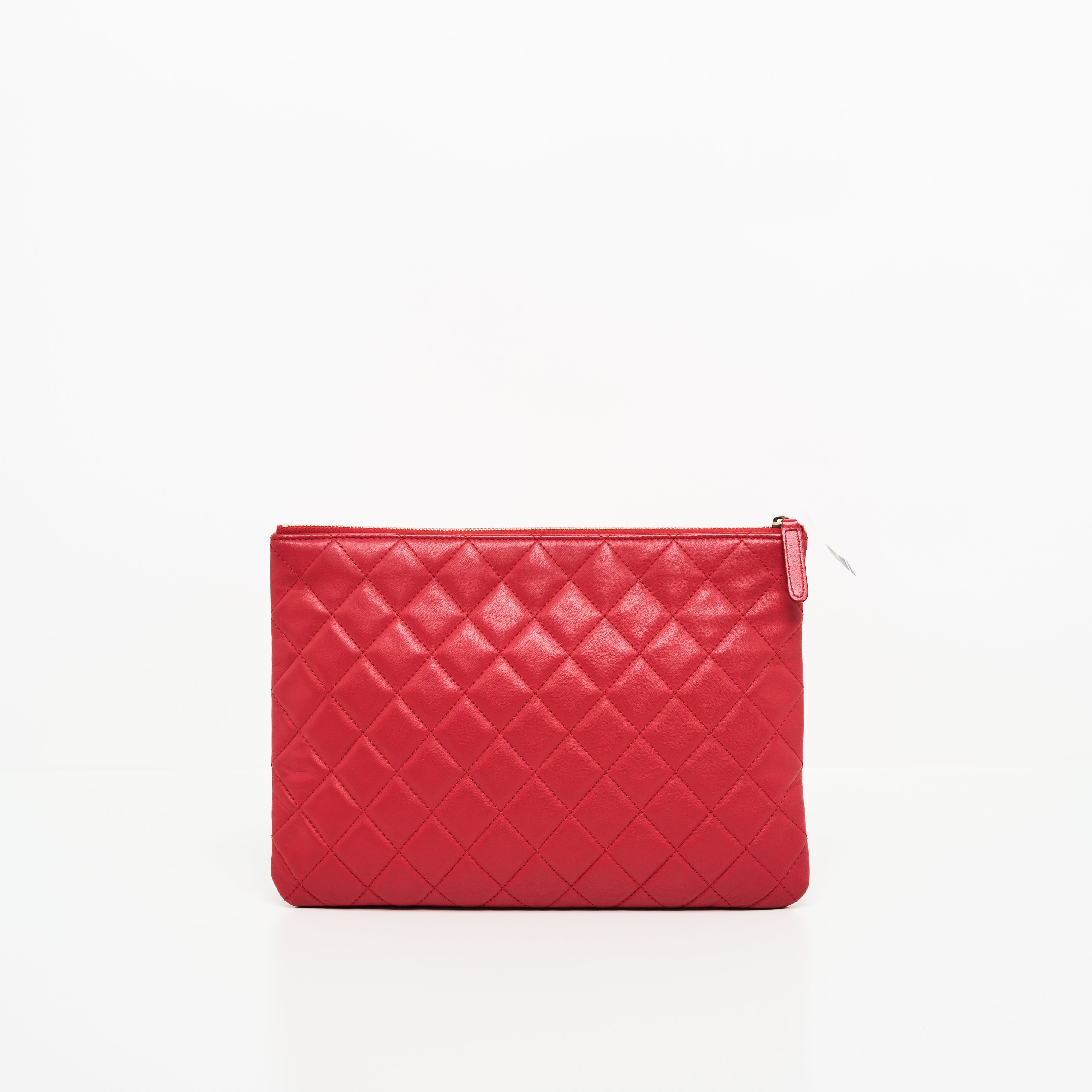 Chanel Quilted O-Case Zip Pouch In Salmon Pink