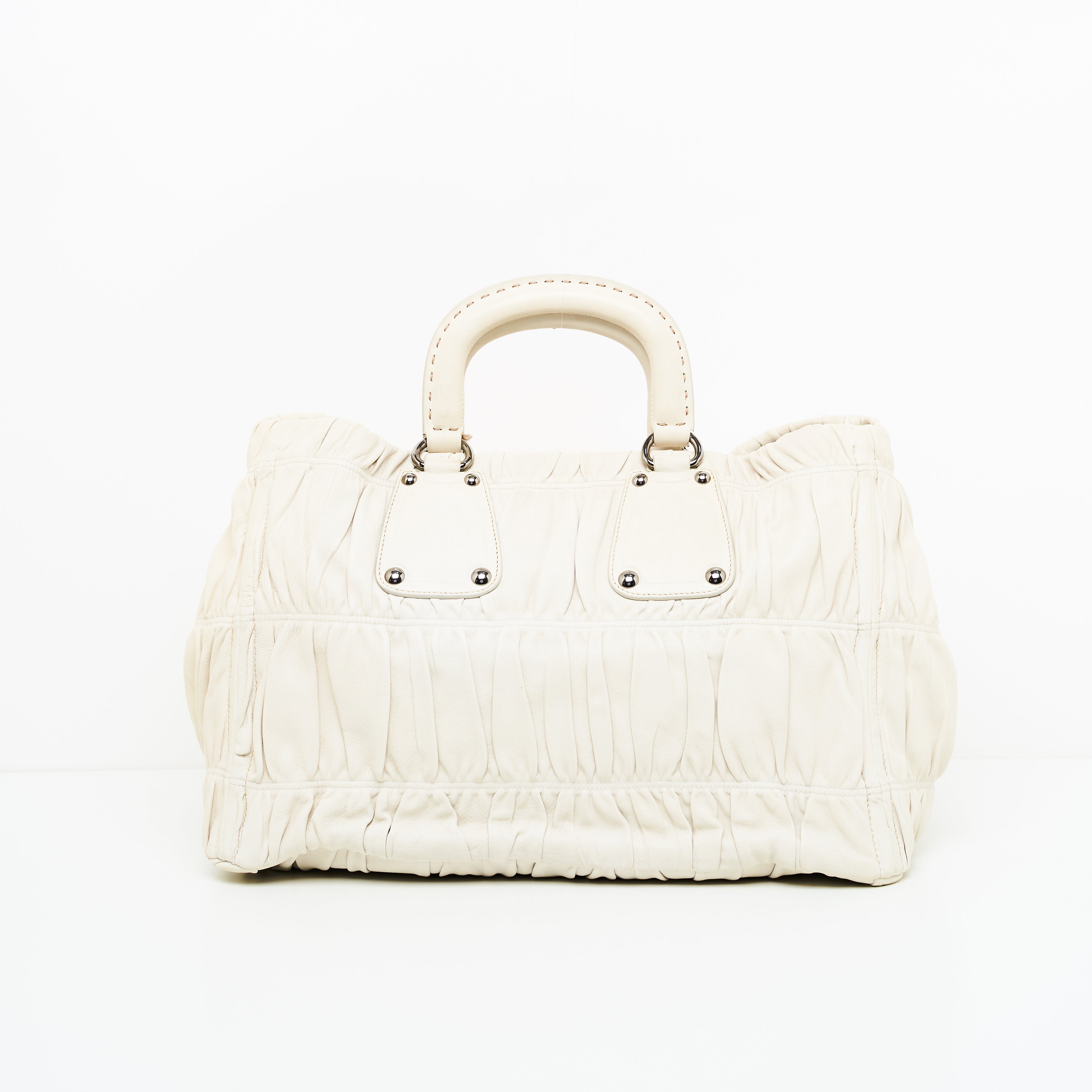 Prada Nappa Gaufre Tote in White