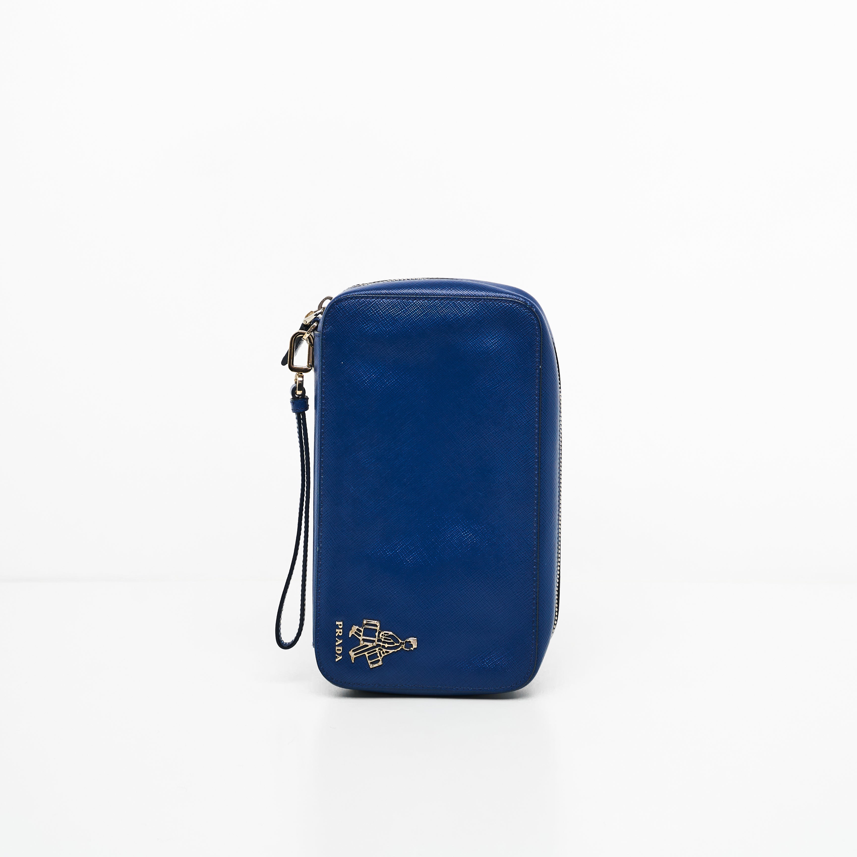 Prada Saffiano in Blue Clutch