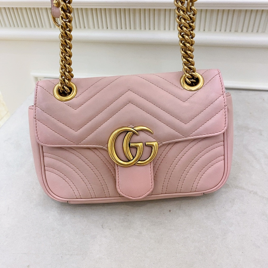 Gucci marmont mini store dusty pink