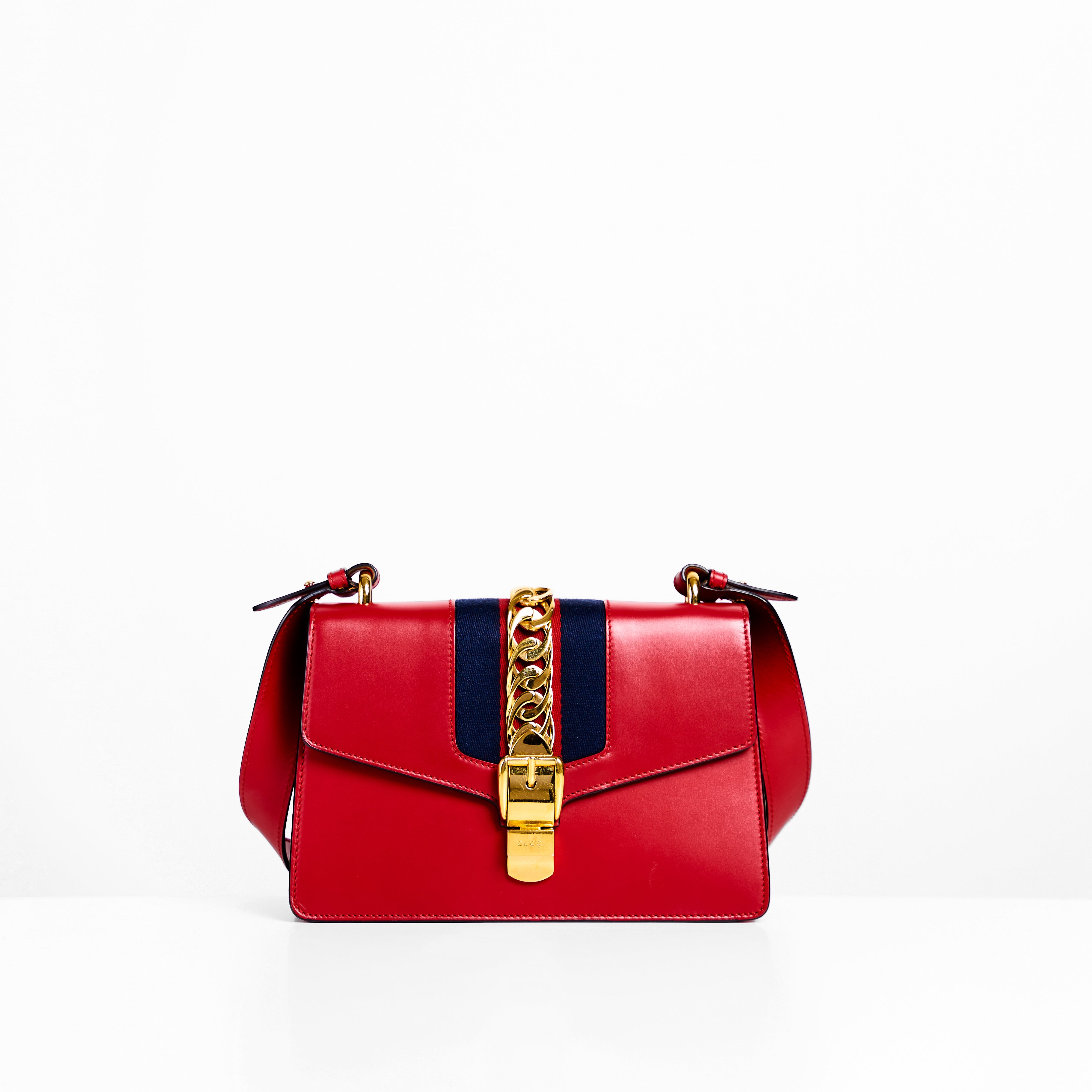 Gucci red sylvie discount bag